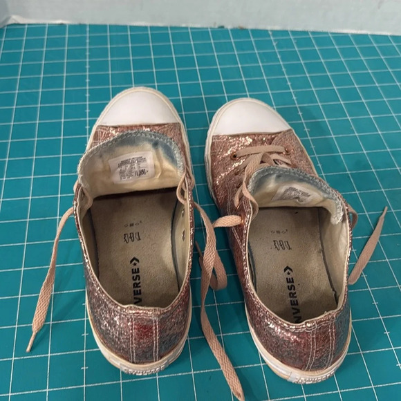 Converse Rose Gold Glitter Sparkly Sneakers with Baby Pink Laces Woman’s Size 6 - Picture 9 of 12